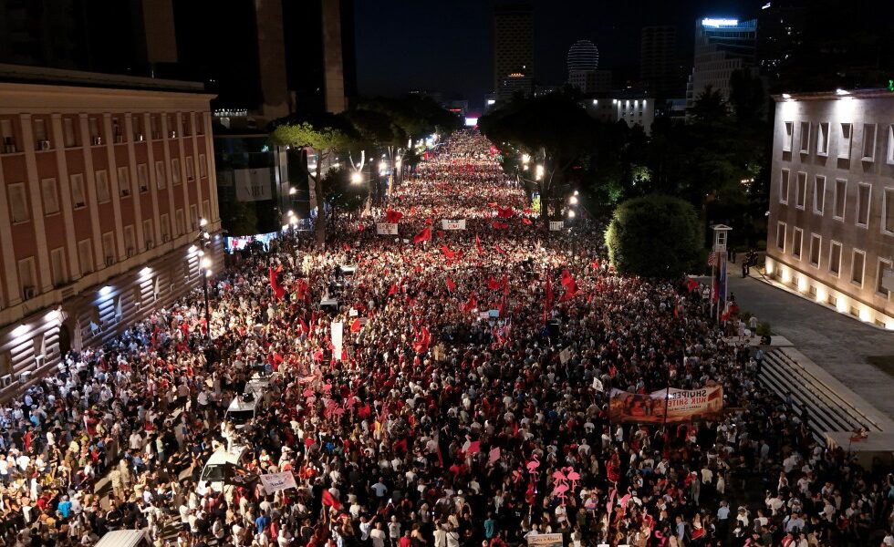 Albanians protest against the government and corruption for a 35th night in a row