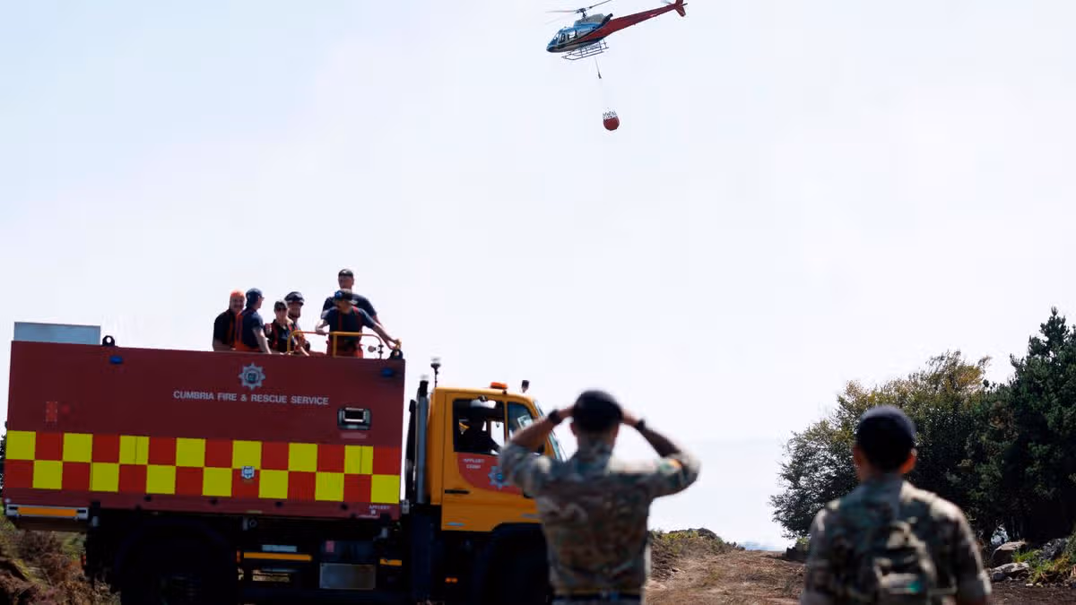 Photos taken by Mid and West Wales Fire Service crew at Station 16, Hay-on-Wye, of wildfires they have attended