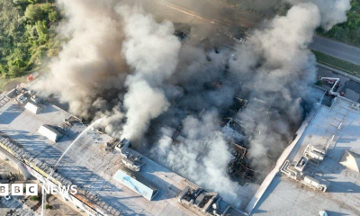 Smoke rises from a shopping centre in the central Ukrainian city of Kryvyi Rih after a Russian drone attack. Photo: 21 August 2026
