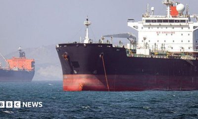 In this picture obtained from Iran's ISNA news agency and taken on May 2, 2026, the Gambia-flagged tanker vessel Bili is pictured anchored in the Strait of Hormuz off Bandar Abbas in southern Iran.