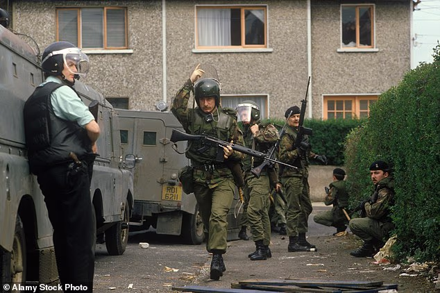The Government's Northern Ireland Troubles Bill aims to establish a Legacy Commission to investigate killings during battles with Republicans and Loyalists as far back as 1969, tied to the promise of a package of protections for veterans (pictured: Belfast, 1981)