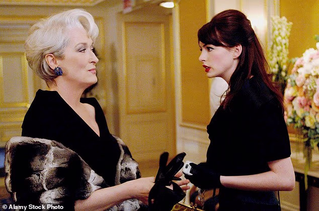 Pictured: Meryl Streep as narcissistic Runway editor Miranda Priestly (left) in The Devil Wears Prada, which also stars Anne Hathaway as her underling, Andy Sachs (right)