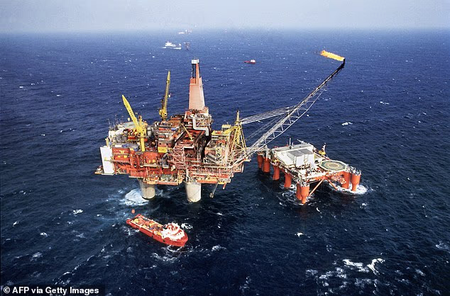 In the 1970s, Norway hit the same oil jackpot as Britain. Pictured: The Statfjord B oil platform in the North Sea