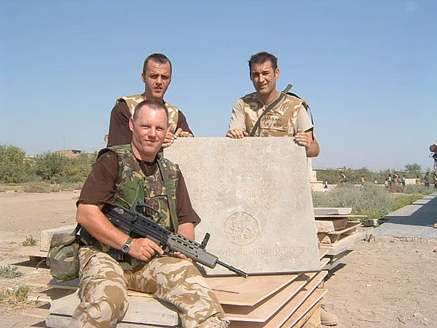 British Army Personnel with removed panels and gravestones, Basra 2003