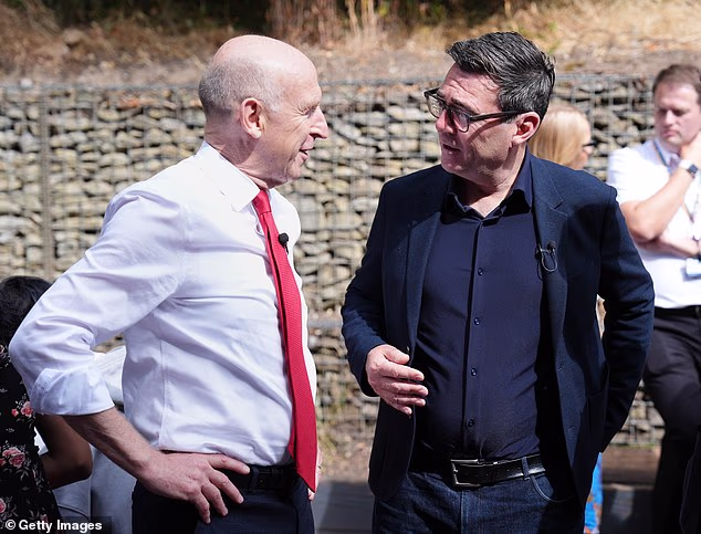 Chancellor John Healey (left) and Prime Minister Andy Burnham right attending a family centre in Sheffield on July 31, 2026 in Sheffield