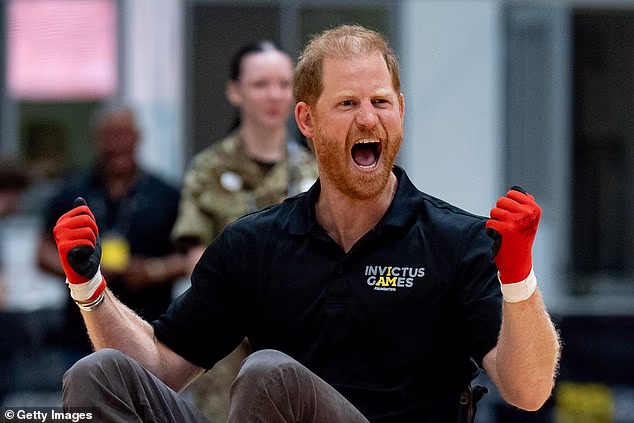 Prince Harry cheers while participating at last month's 1 Year To Go event ahead of 2027's Invictus Games. He is believed to want his father to stand alongside him at next year's Games