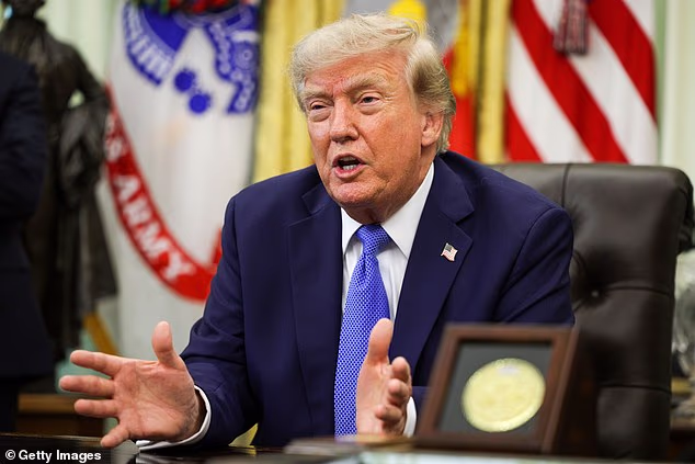 'They're buying their way in, and we're not going to let it happen,' Trump said in the Oval Office, announcing the new policies