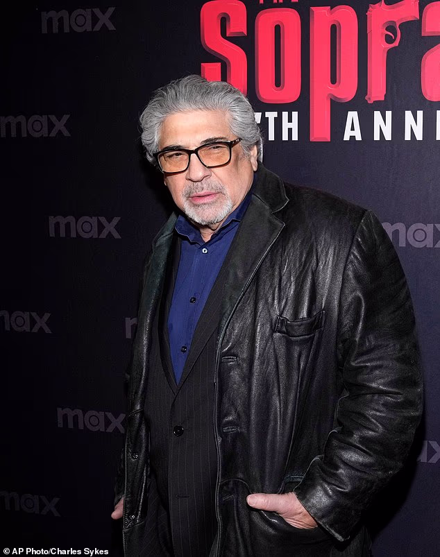 The Sopranos star Vincent Pastore was laid to rest Thursday in New Rochelle, New York at a funeral at the Holy Family Church attended by a number of his co-stars on the series. Pictured 2024 in NYC