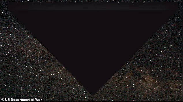Among the most extraordinary reports is a military pilot's account of a silent, 500-foot triangular object that swept over Bagram Airfield in 2002. Pictured is the artist impression released with the files