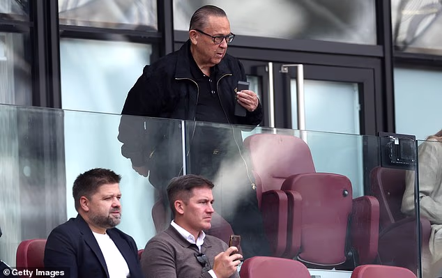 David Sullivan takes his seat at the London Stadium for West Ham's game with Portsmouth