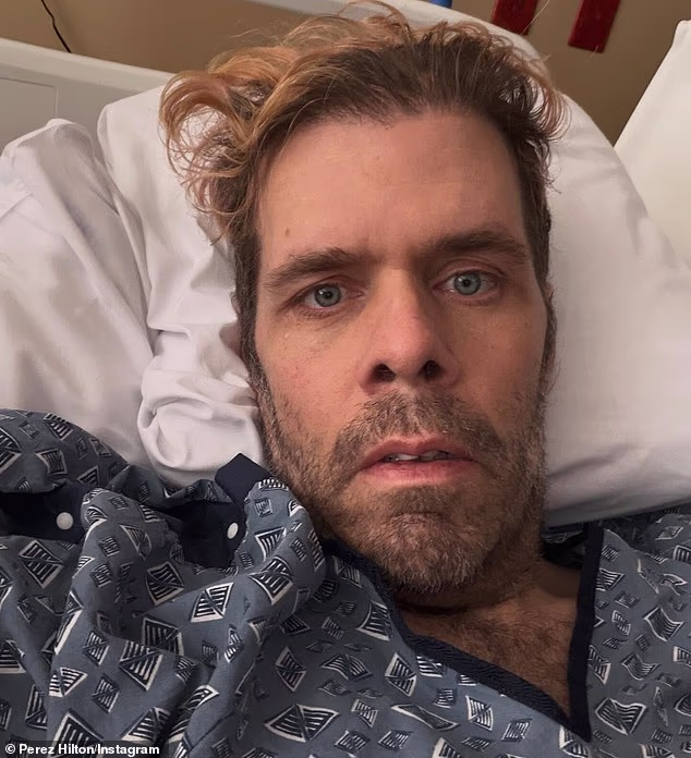 Perez Hilton's sister Barbara Lavandeira has offered a chilling eyewitness account of his shocking self-harm livestream last week; pictured in hospital earlier this year