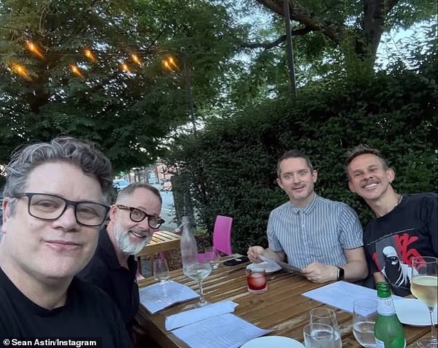 The Hobbits reunited outside Middle Earth as Elijah Wood (2-R) and his former Lord of the Rings castmates (from L-R) Sean Astin, Billy Boyd and Dominic Monaghan convened for dinner in Cambridge, Massachusetts last Friday
