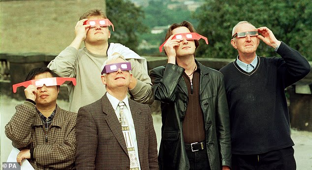 Spectators at Edinburgh's Royal Observatory view the last total solar eclipse in August 1999