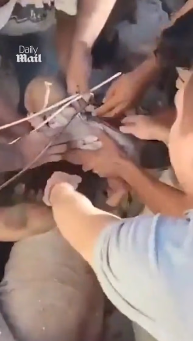 This is the moment a six-month-old baby was rescued alongside her mother from the rubble of a collapsed building following a Colombian earthquake