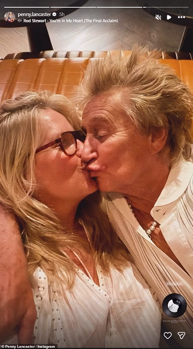 Penny Lancaster has posted a sweet photo with her husband Rod Stewart after he announced on Tuesday that he had undergone heart surgery