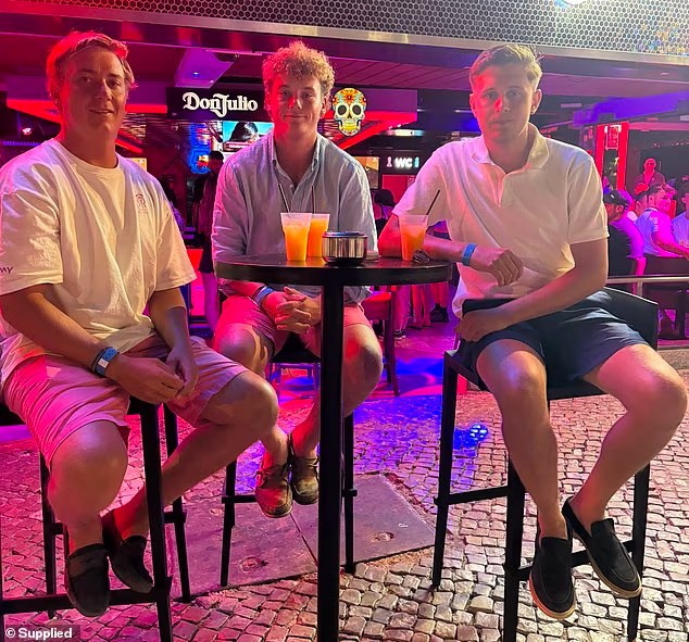 Teddy Birkbeck, 18 (centre), with his cousin Charlie Hobden (left) and their friend were making their way home from a lads' holiday in Albufeira, Portugal