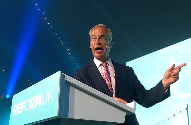 Nigel Farage (pictured during his 3am victory speech) has won the Clacton by-election, called after he resigned as MP, but spoke at Reform's so-called 'Farage Fest', with Reform claiming Essex Police had warned him to stay away from the count