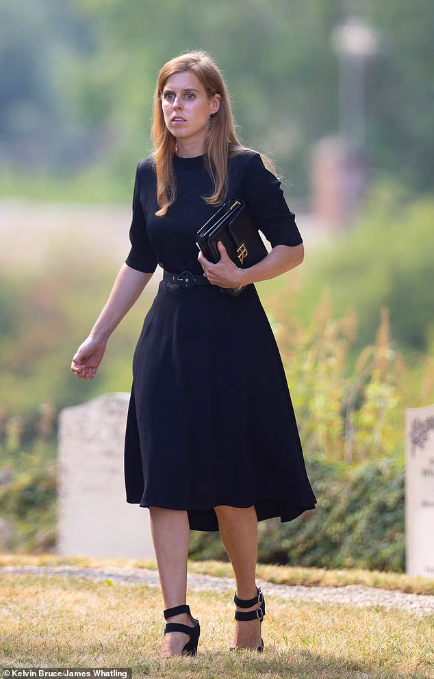 Princess Beatrice has attended the funeral for her mother's ex-boyfriend Paddy McNally - after the late Formula One mogul reportedly left Sarah Ferguson 'an allowance' in his passing