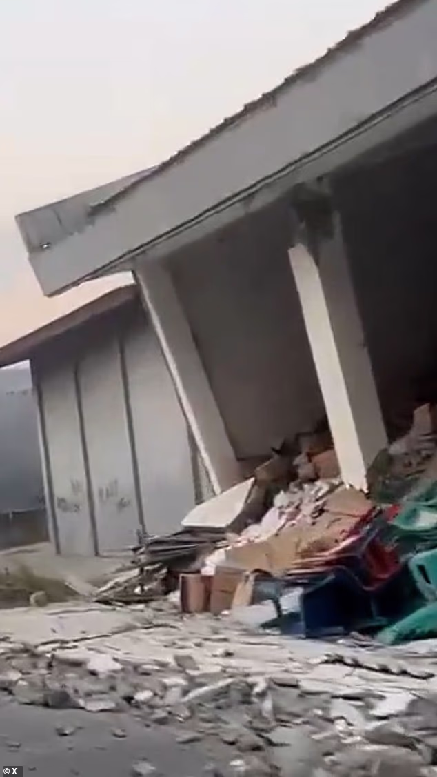Video posted on social media showed buildings crumbling after a powerful earthquake hit Indonesia