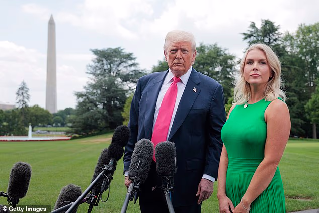 Donald Trump pictured with former White House Press Secretary Karoline Leavitt on July 15, 2025