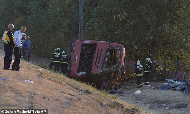 A Polish tourist bus went off the side of a motorway and crashed killing 12 people in Hungary this morning