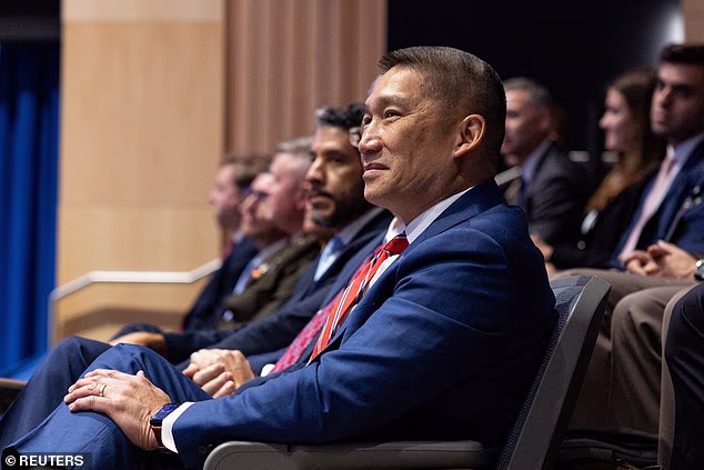 Relatives of service members aboard the aircraft carrier met with acting Secretary of the Navy Hung Cao (pictured) earlier this month and expressed their concerns