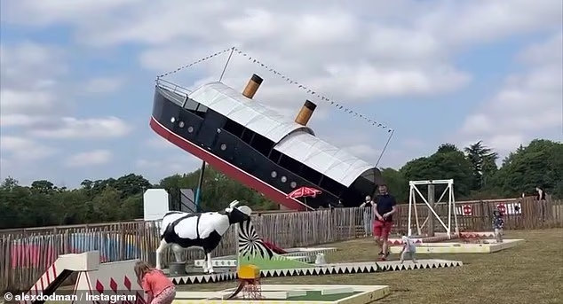 The Titanic-themed slide caused outrage among some parents at Graveley Farm in Hitchin, Hertfordshire
