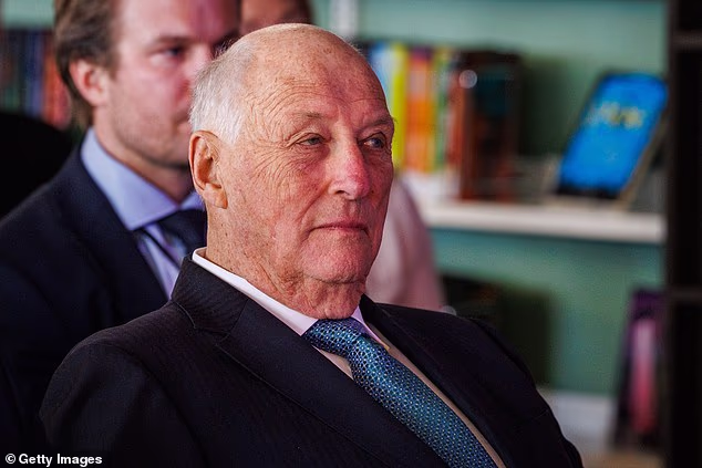 King Harald of Norway, pictured in February, has been admitted to hospital after suffering from shortness of breath