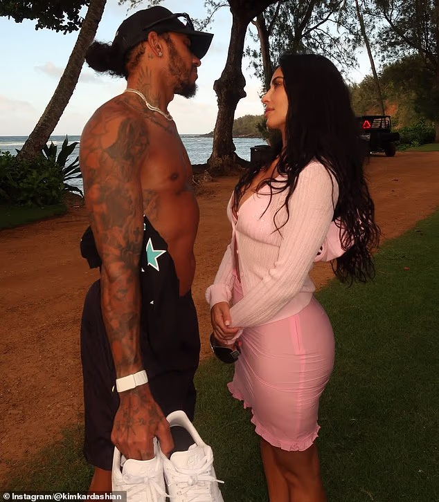 Kim Kardashian, 45, and boyfriend Lewis Hamilton, 41, put on a loved-up display as she shared more intimate snaps from their lavish tropical getaway