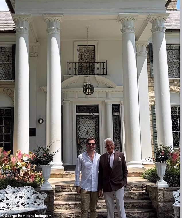 Hollywood legend George Hamilton flashed his enduring megawatt smile as he posed with his younger son George Jr at Graceland in a photo posted to Instagram