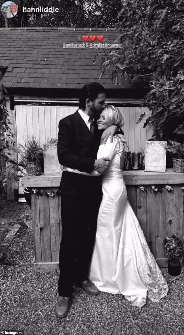 Emily Atack enjoyed a sweet moment with her new husband Alistair Garner as she shared more sweet snaps from their intimate family wedding on Sunday