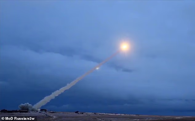 Fears have grown that Putin may be about to test a nuclear-powered cruise missile ¿ dubbed the Flying Chernobyl (Pictured: A previous Burevestnik missile test in October 2019)