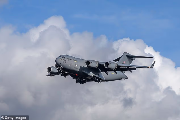 The C-17A Globemaster III touched down at Vnukovo International Airport on August 25 after taking off from Riga, Latvia, public flight-tracking data showed