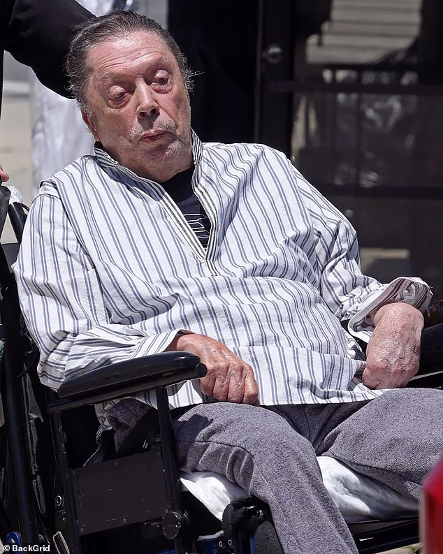 Tim Curry, who died Tuesday age 80, appeared frail on a rare public outing in April this year after being left wheelchair-bound by a near-fatal stroke in 2012