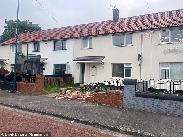 A home on Steele Crescent in the South Bank area of Middlebrough was rammed by a car today