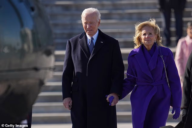 Joe Biden (pictured left) spent much of the late months of his presidency considering a presidential pardon for Donald Trump, including a bedroom conversation with First Lady Jill Biden (pictured right)