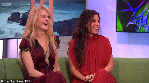 Sandra Bullock was left in hysterical giggles as she made a very racy joke about her Practical Magic 2 co-star Nicole Kidman live on The One Show on Thursday night