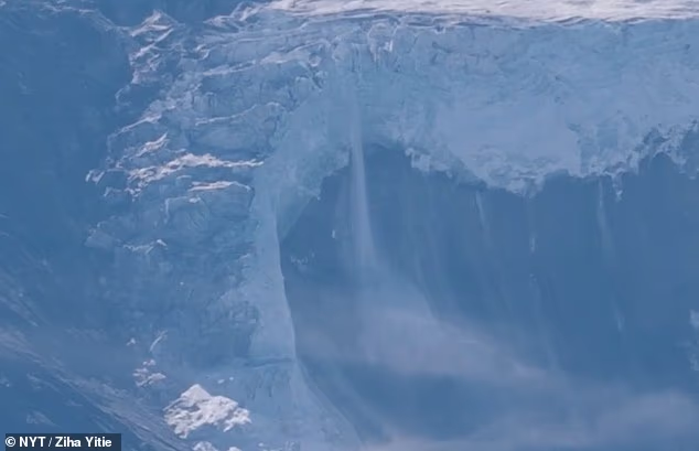 Dramatic new footage has revealed the moment hikers witnessed a giant glacier collapse in the Himalayas