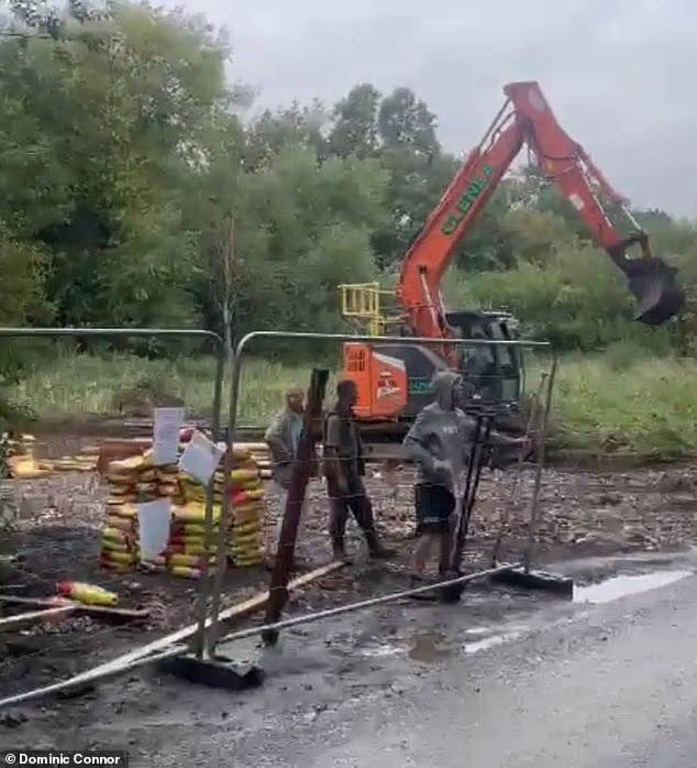 In videos posted on social media, birds can be heard chirping as work involving heavy machinery is carried out on greenbelt land
