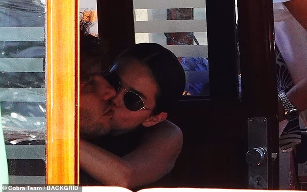 Selena Gomez kissed husband Benny Blanco on the cheek as they enjoyed a romantic water taxi ride in Venice on Sunday