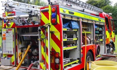 Combine harvester catches fire in Barlby, North Yorkshire