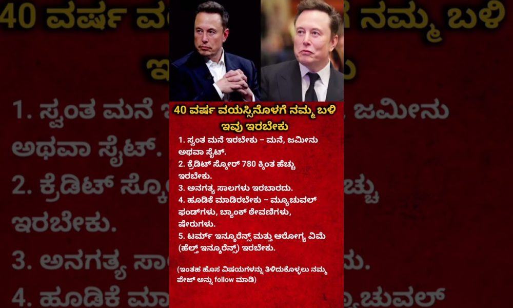 5 Financial Goals You Must Achieve Before Age 40 | Smart Money Tips in Kannada# #youtubeshorts