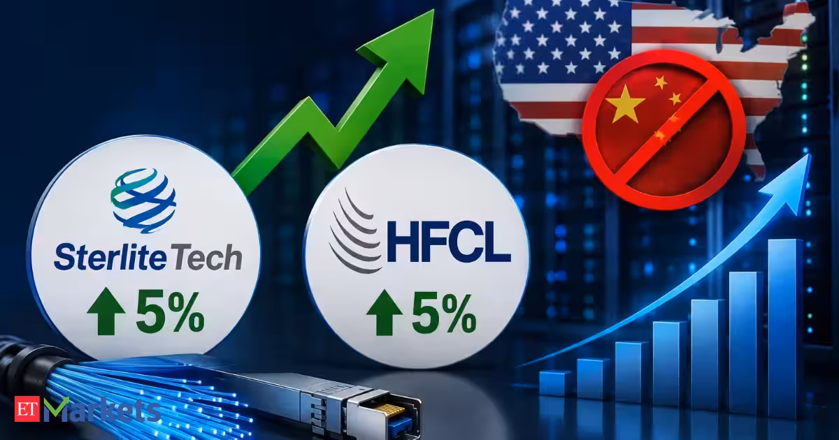 Sterlite Tech, HFCL gain 5% each on reports of US ban on Chinese data centre devices