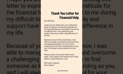 Thank you letter for financial help #thankyouletter #thankyou #financialhelp