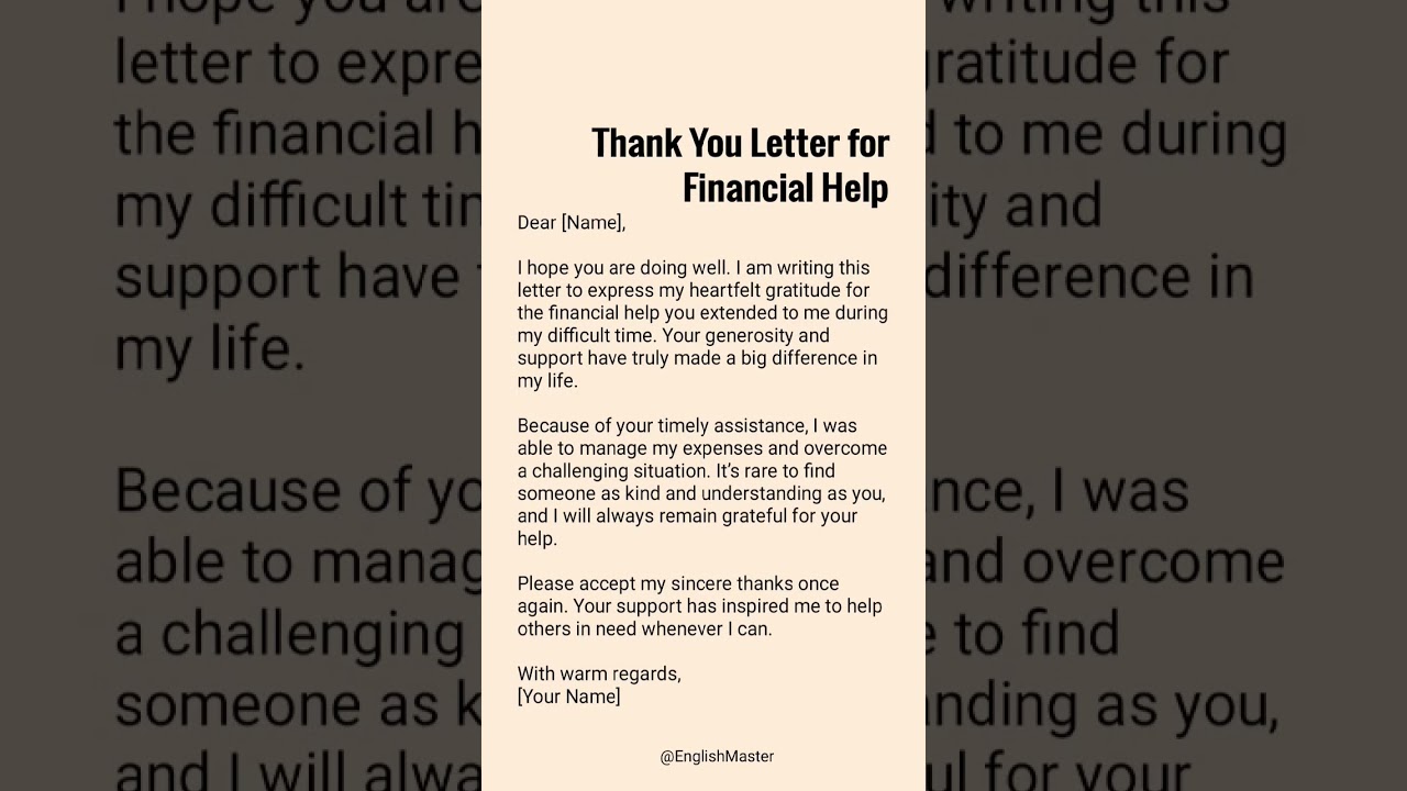 Thank you letter for financial help #thankyouletter #thankyou #financialhelp