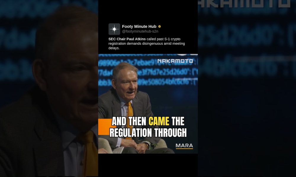 **SEC Chair Paul Atkins** called past S-1 crypto registration demands disingenuous amid meeting dela