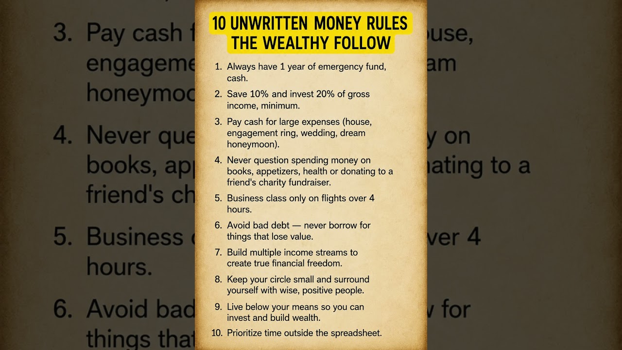 10 Unwritten Money Rules The Wealthy Follow | Financial Wisdom#Success #Motivation #Shorts