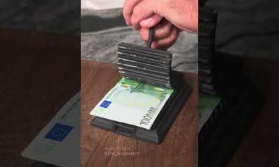 Euros vs hand press #satisfying #money #ASMR