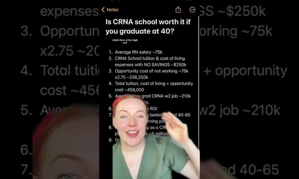 Is CRNA school worth the financial investment if you graduate at 40+? I hear people often talk about