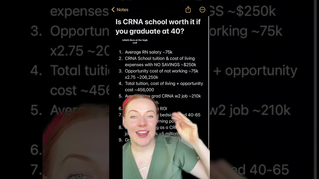 Is CRNA school worth the financial investment if you graduate at 40+? I hear people often talk about